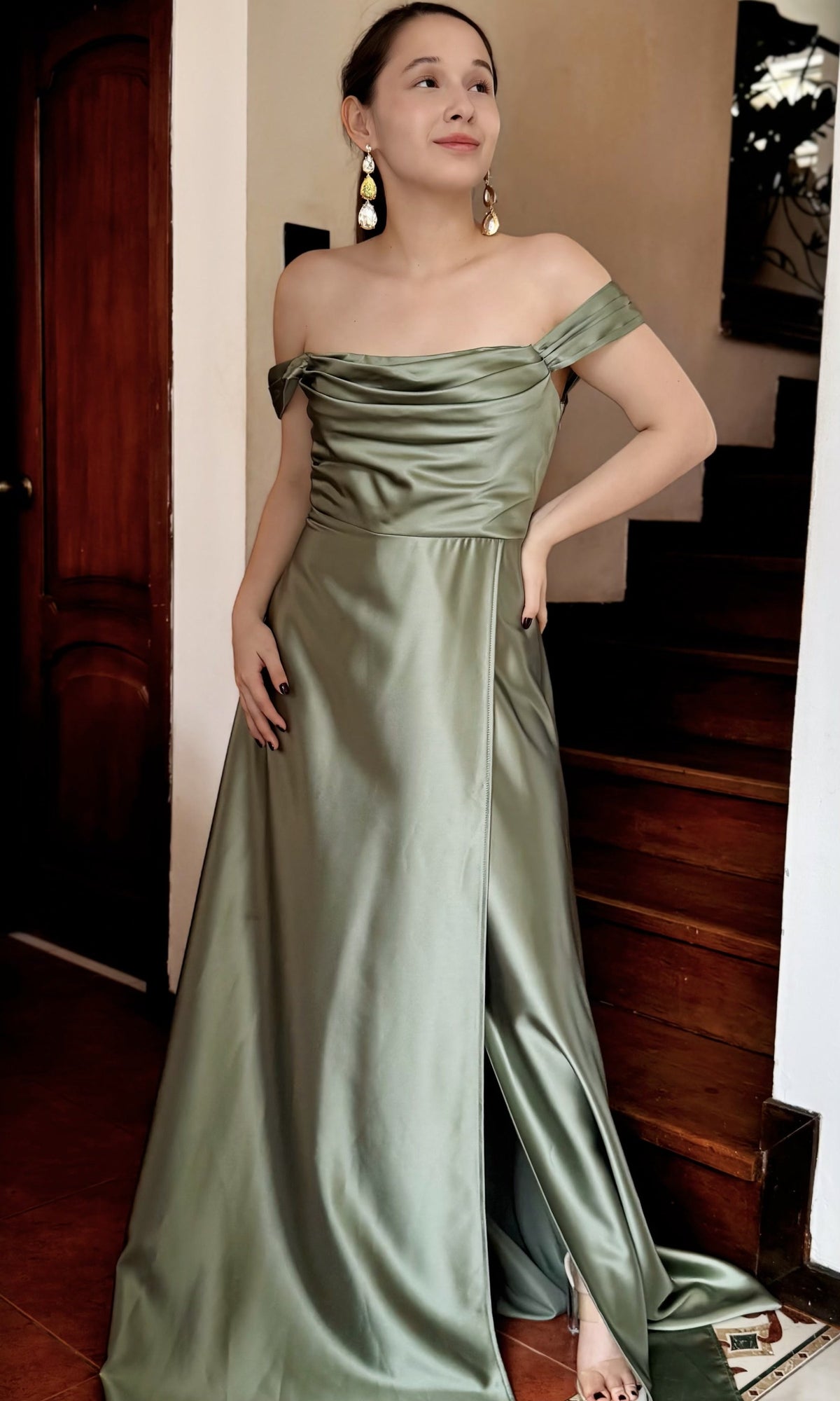Vestido de Gala Falda Amplia Verde