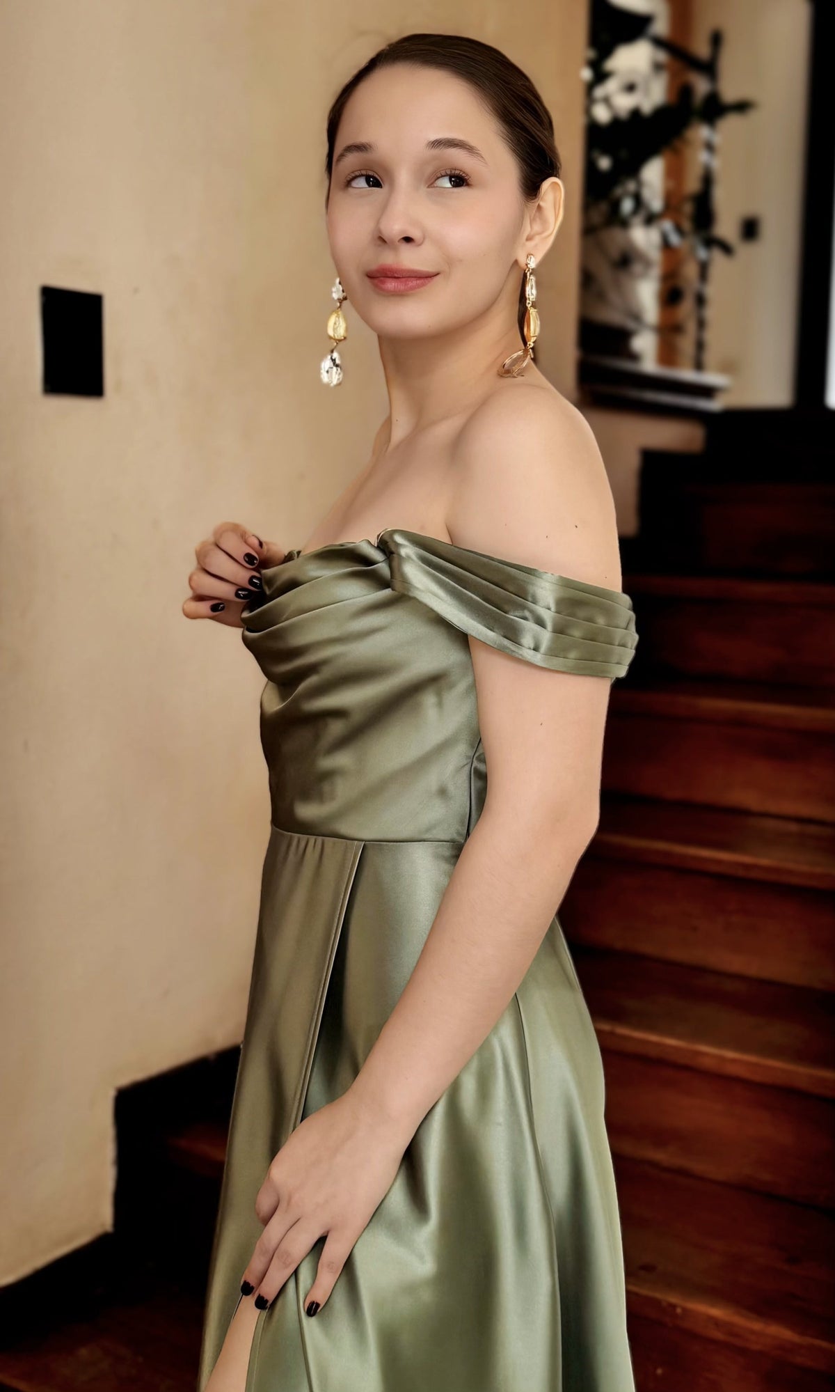 Vestido de Gala Falda Amplia Verde
