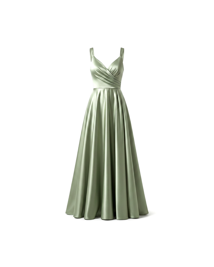 Vestido de Gala Falda Amplia Verde Oliva