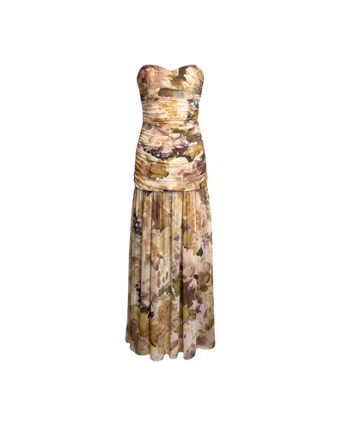 Vestido Palabra de Honor Floral Floral