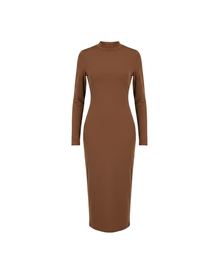 Vestido Midi Marrón Ajustado 